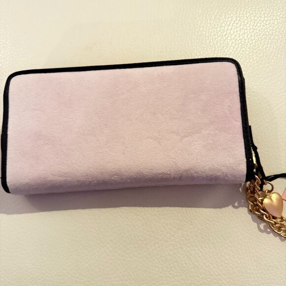 NWT JUICY COUTURE SCOTTIE DOG LARGE ZIP AROUND WRISTLET WALLET PINK VELOUR - Picture 3 of 6